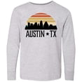 thumbnail image 3 of Inktastic Austin Texas Skyline Vintage Long Sleeve Youth T-Shirt, 3 of 5