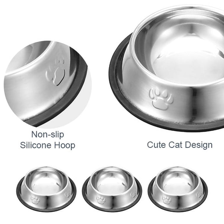 Abaima Stainless Steel Cat Food Bowls, 3-Pack Non-Slip photo 4
