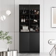 thumbnail image 7 of FURNIWAY Display Cabinet with Glass Doors & Lights, Curio with 2 Shelves, Glass Display Cabinet for Living Room, Home Office, Bedroom, Black, 7 of 7