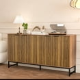 thumbnail image 3 of Fluted Accent Cabinet, Kitchen Sideboard Buffet Cabinet with 4 Fluted Doors, Walnut, 3 of 7