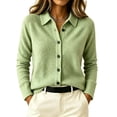 thumbnail image 2 of Women's Soft Knit Cardigan Jacket Button Down Long Sleeve Collared Sweater Coat Casual Winter Layering Tops For Daily Wear, 2 of 5
