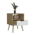 thumbnail image 5 of LiviNest Compact Nightstand for Low Beds: 21" Low-Profile Bedside Table - 1 Drawer & 1 Open Shelf for Small Bedrooms & Guest Rooms - Natural Oak & White Modern Design, 5 of 6