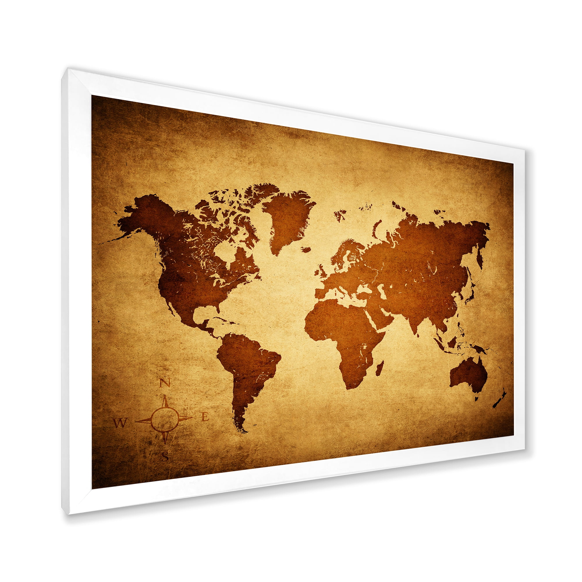 Designart 'Ancient World Map VI' Vintage Framed Art Print