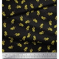 thumbnail image 2 of Soimoi Black Modal Satin Fabric Yellow Flower & Dots Printed Fabric 1 Yard 42 Inch Wide, 2 of 3