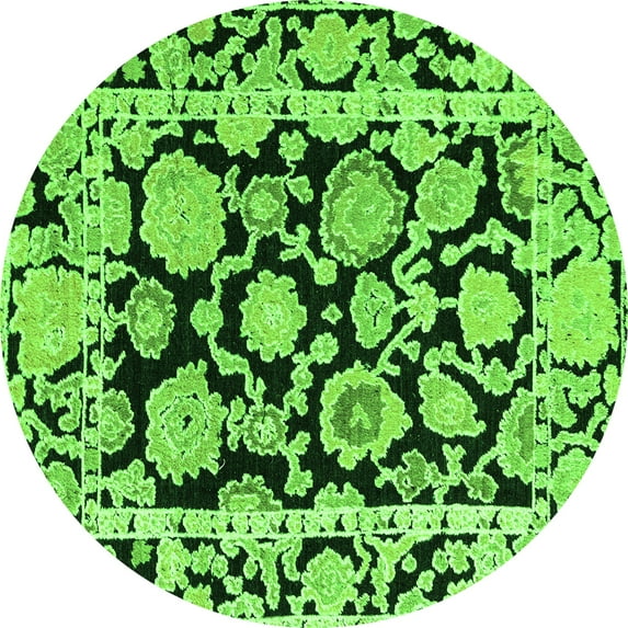 Ahgly Company Indoor Round Abstract Green Modern Area Rugs, 4' Round