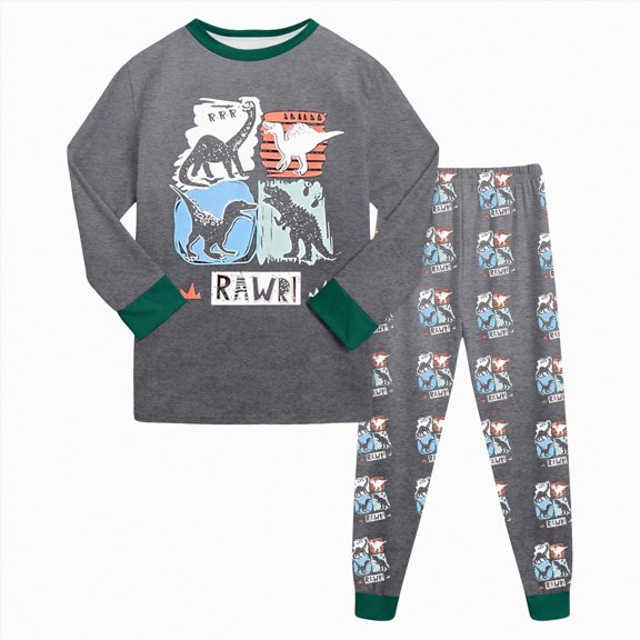 TOWED22 Fall Winter Toddler Boy Outfits 2Pcs Long Sleeve Graphic Round Neck Pullover Top Elastic Waist Joggers Soft Clothes Set(Grey,2-3 Y)