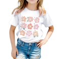 thumbnail image 1 of PMVFHDE Hauts pour Filles Hauts Basiques Tendance pour Fille Manches Courtes T-Shirts pour Fille T-Shirts Graphiques Col Rond Imprimé T-Shirt Blanc, 10-11 Ans, 1 of 5