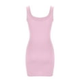 thumbnail image 4 of JGGSPWM Women's Square Neck Mini Dress Suspender Sleeveless Design Casual Slim Fit Party Wear Dresses Pink XL, 4 of 5