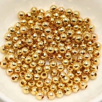 U8MO 500 Golden Plated Metal Small Round Beads 4mm Smooth Ball Spacer Jewelry Finding