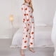 thumbnail image 3 of Fotbe Strawberry Conjunto de Pijama de Manga Larga para Mujer con Estampado, Ropa de Dormir de 2 Piezas, Conjunto de Casa Suave y Cómodo con Bolsillos-Large, 3 of 7