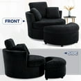 thumbnail image 2 of KINFFICT Chenille Swivel Barrel Chair with Storage Ottoman, Oversized Comfy Accent Chair for Living Room, Bedroom, Black, 2 of 7