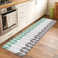 thumbnail image 3 of Area Rug 2x6ft Herringbone Pattern Carpets Indoor Floor Area Mat Washable Entrance Mat Rugs for Living Room Dining Room Kitchen Bedroom, Vintage Turquoise Ombre Grey Sofa Throw Carpet, 3 of 9