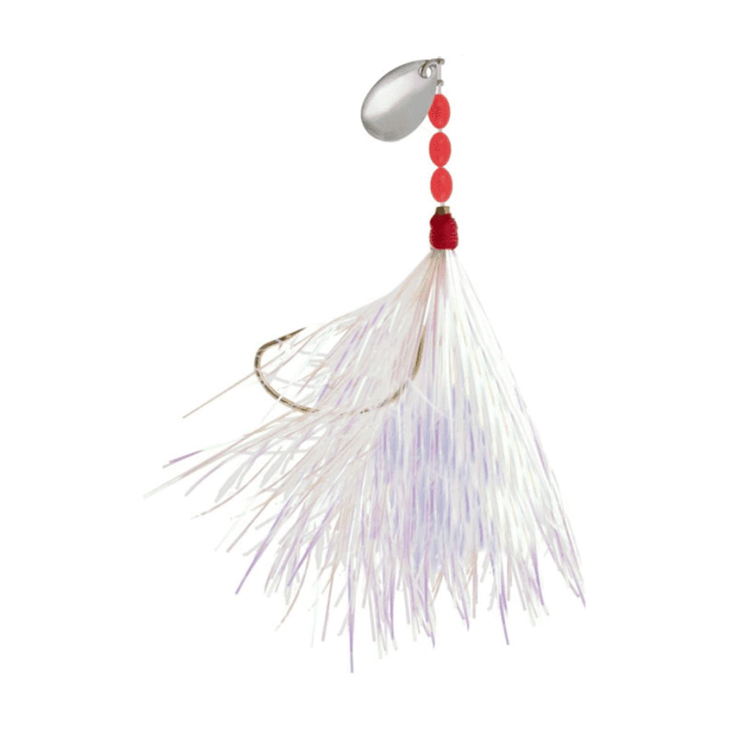 Tsunami Fluke Fishing Rig 40 lb Mono Leader with 2/0 Kahle Hook – Pearl Flashabou Skirt