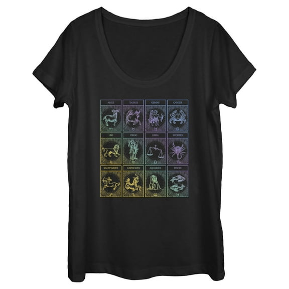 Women's Lost Gods Zodiac Tarot Cards Graphic Tee Black X Large