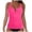 Hot Pink, variant on QIUOMBBP Tummy Control Tankini Swimsuit for Women V Neck Twist Front Adjustable Strap Tank Top with Bikini Bottom Beach Vacation Modest Bathing Suit Navy L