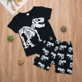 thumbnail image 2 of Little Boys 2PCS Outfit Set Short Sleeve  Neck Dinosaur Print T-shirt + Short Pants Set Summer  Clothes, 2 of 6