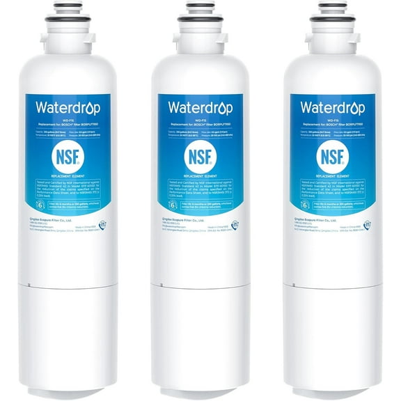 Waterdrop BORPLFTR50 Replacement for Bosch Ultra Clarity Pro 11032531, 12033030, 11025825, BORPLFTR55, B36CD50SNS, B36CT80SNS, B36CL80ENS, B36FD50SNS, WFC100MF, Refrigerator Water Filter, 3 Filters