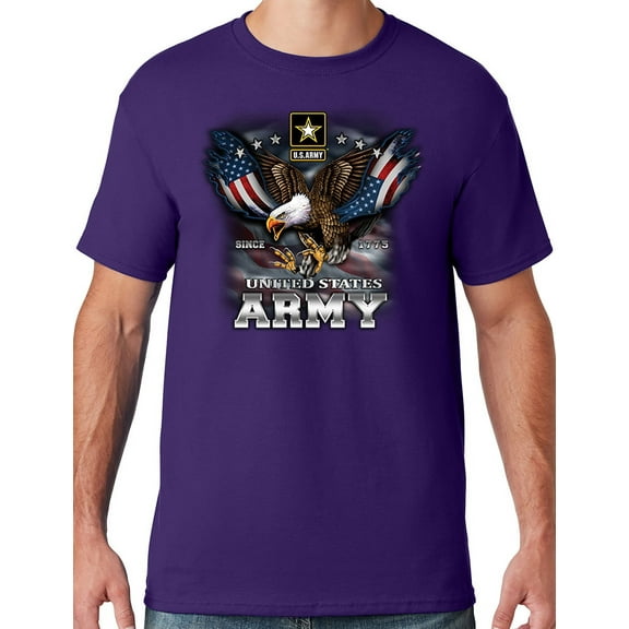 Mens US Army Patriotic Eagle T-shirt, 4XL Deep Purple