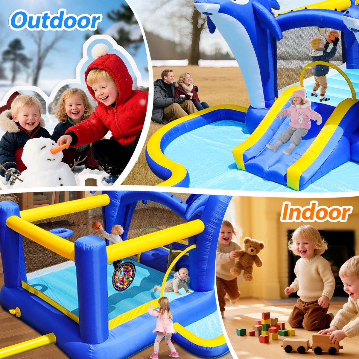 Inflatable Bounce House Water Park and Slide for Kids Ages 8-12,Blow Up Water Slides for Backyard,Outdoor Bounce House with Dual Slides,Air Blower Included,Deep Pool,227 * 162 * 82