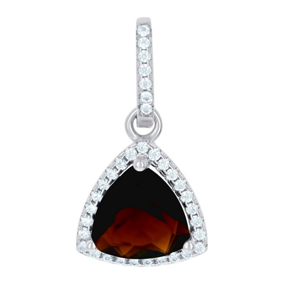 925 Sterling Silver Womens Brown Cubic Zirconia Fashion Triangle Charm Pendant Necklace 20.5x10.9mm Wide Pendant for Wom