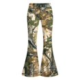 thumbnail image 3 of Grblisyd Girls Camo Pants Flare Leg Kids Camo Maple Leaf Print Pants School Uniform Slacks Preppy Clothes With Button and Pockets, 3 of 6