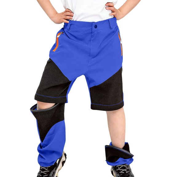 hengsof Children's Removable Trousers for Boys Girls Fashionable Outdoor Waterproof Windproof Hiking Pants Fashionable Zipper Pocket Pants