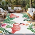 thumbnail image 2 of Pink Flamingo Birds Outdoor Rug for Patio/Deck/Porch, Non-Slip Large Area Rug 5 x 7 Ft, Summer Tropical Plants Flowers Indoor Outdoor Rugs Washable Area Rugs, Reversible Camping Rug Carpet Runner, 2 of 8