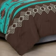 thumbnail image 2 of 3 Piece Western Southwestern Design Comforter Set Multicolor Teal Coffee Brown Embroidered King Size Bedding Set- Makala, 2 of 3