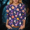thumbnail image 2 of Godom Funny Halloween T Shirts for Women Graphic Tees Cute Ghost Print Tee Holiday Tops, 2 of 4