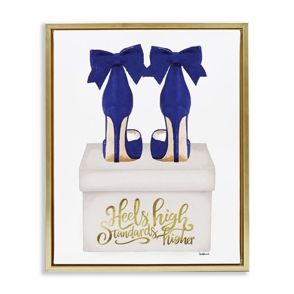 Stupell Industries Contemporary High Standards Blue Heels Gold Floating Frame Canvas Art, 17 x 21, by Amanda Greenwood
