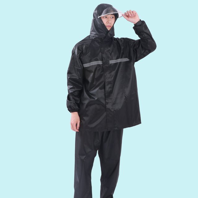 Chubasquero, conjunto de pantalones de lluvia, seguro laboral, antitormenta, para exteriores, motocicleta, para llevar, equitación, reflectante, dividido, impermeable, negro, talla XXL ShuxiuWang 9024735094753