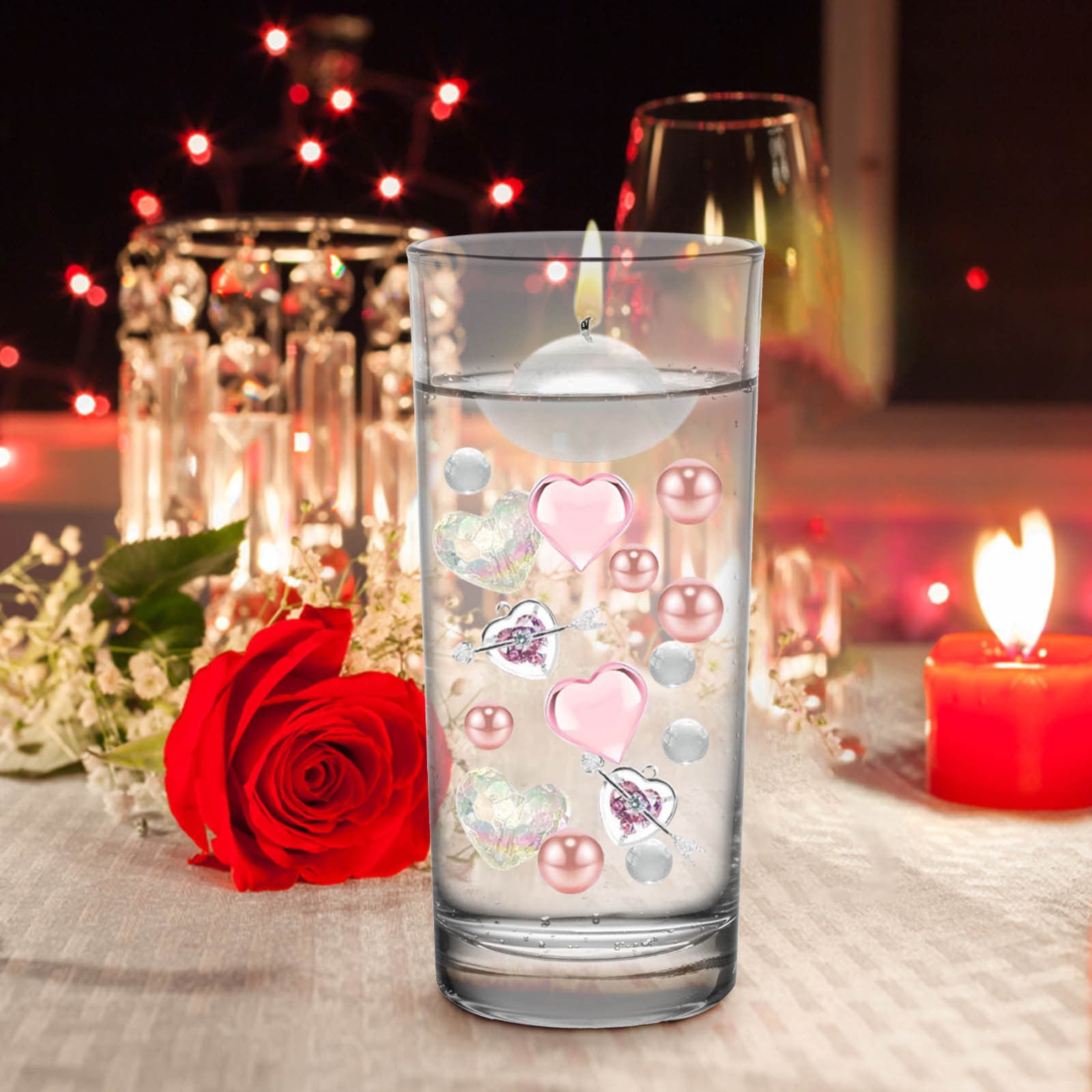Valentines Day Vase Filler Pearl For Vase Candyland Pearls Water Gels Beads  Floating Candles Centerpiece For Valentine Party