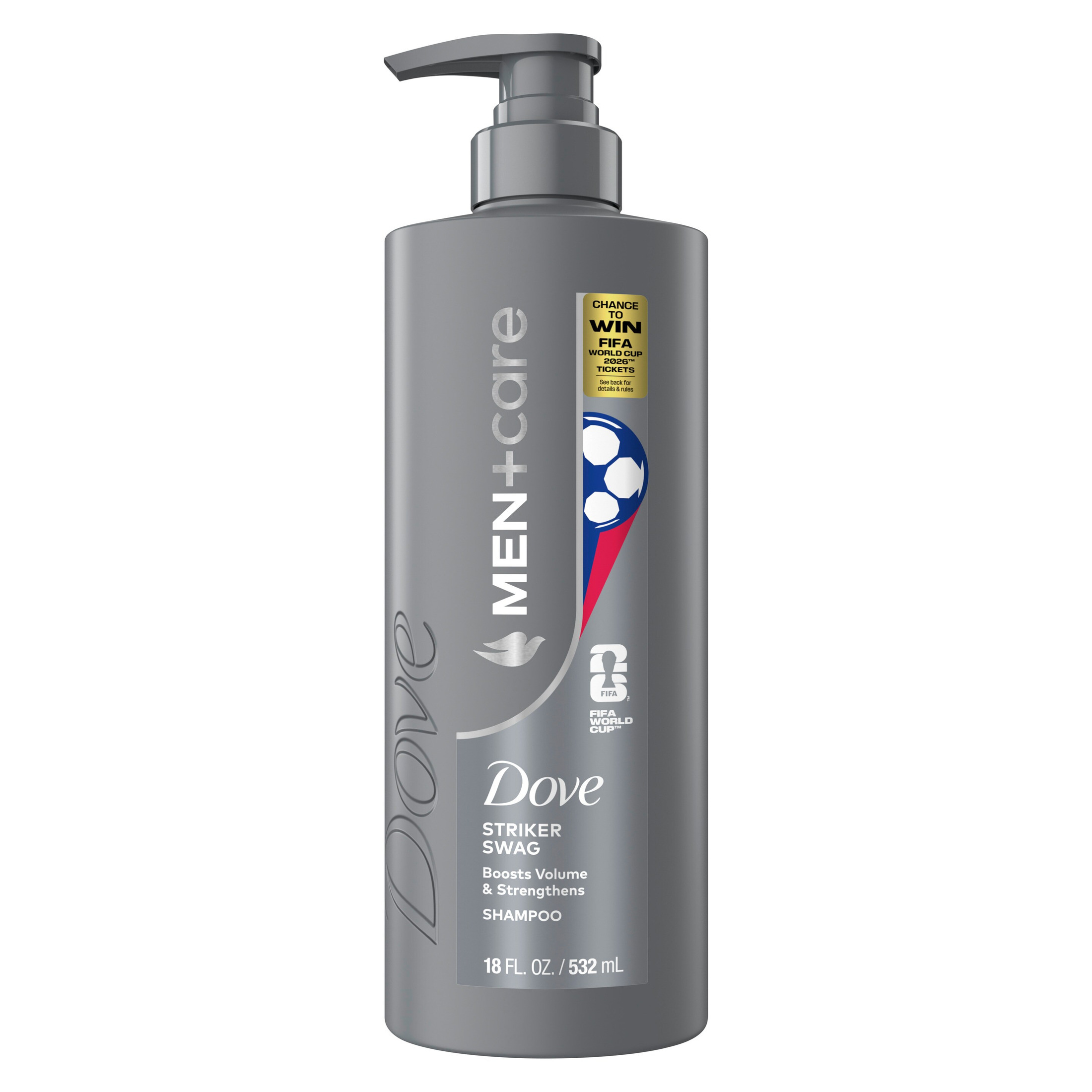Dove Men+Care Hair Care To Boost Volume & Strengthen Hair Striker Swag With A Chance To Win FIFA WORLD CUP 2026 ™ Tickets, 18 fl oz