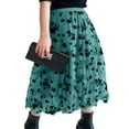 thumbnail image 1 of Jupe Longue en Tulle à Mailles pour Femmes Vintage Taille Haute Floquée à Imprimé Floral Midi Évasée Mode Urbaine Rouge m, 1 of 8