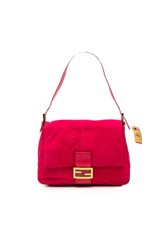 Pre-Owned Fendi Mamma Bucket Logo One-Shoulder Bag, 26325, Pink Suede Leather, Women's FENDI