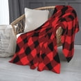 thumbnail image 2 of PHELIKA Red Black Buffalo Plaid All Season Soft Throw Blanket Lightweight Flannel Fleece Blankets 50"x40", 2 of 8