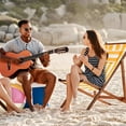 thumbnail image 6 of SUNNYCLUE Durable Beach Chair, Hot Pink, White Stripes, 6 of 9