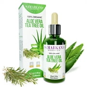 Aloe Vera Tea Tree Oil 100% Organic Pure & Natural 50 ml - Ideal for Skin, Nails, Lips, Hair, Face & Body - Perfect Antiseptic, Rejuvenating, Anti-Wrinkle and Moisturizing