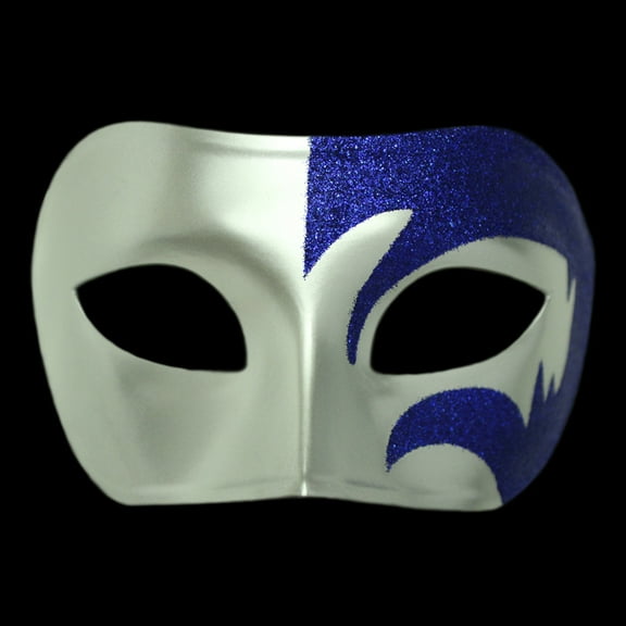SeasonsTrading Mystic Blue Glitter & Silver Venetian Masquerade Mask
