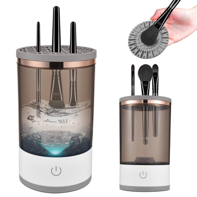 Cosmetic Brush Cleaner - USB Powered Automatic Spinning Electric Makeup Brush Cleaner with Brush Mat Fit for All Size Beauty Makeup Brush Gift for Female