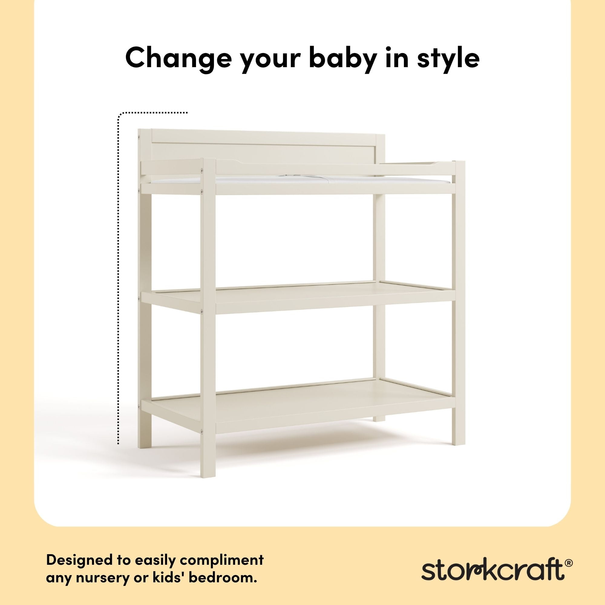 Storkcraft Alpine Infant Changing Table with Changing Pad, Frosted Oat