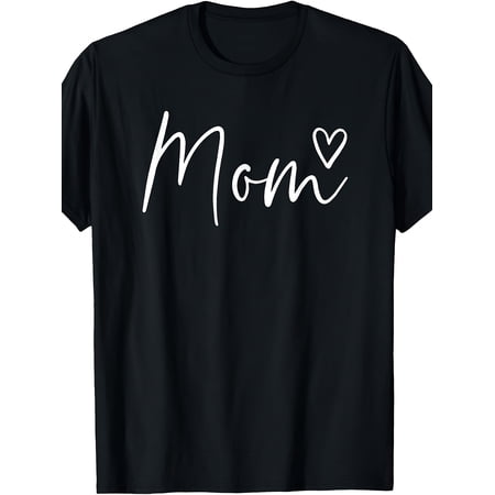 Women's Casual Script Heart Mom Short Sleeve Graphic T-Shirt