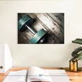 thumbnail image 3 of Elephant Stock Dumbbell Wall Art - Horizontal Canvas Wall Art - Living Room Wall Decor - Sports Canvas - Turquoise And Brown Decor - 12" x 8", 3 of 8