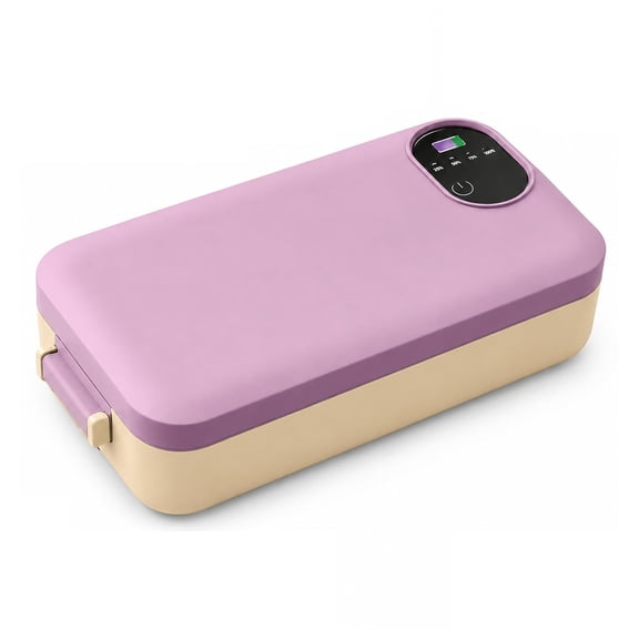 Portable Electric Lunch Box with Self-Heating, 900ml Cordless Rechargeable Food Warmer with Temperature Display, Stainless Steel for Work Office Travel
