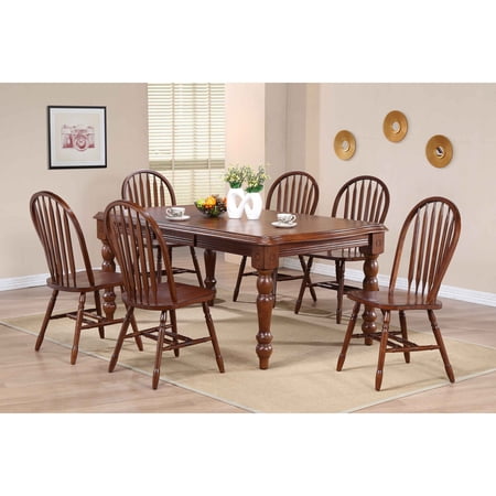 Extendable Dining Set 7 Piece Rectangular Table & Chairs - 56-72 Solid Wood Dining Room Set