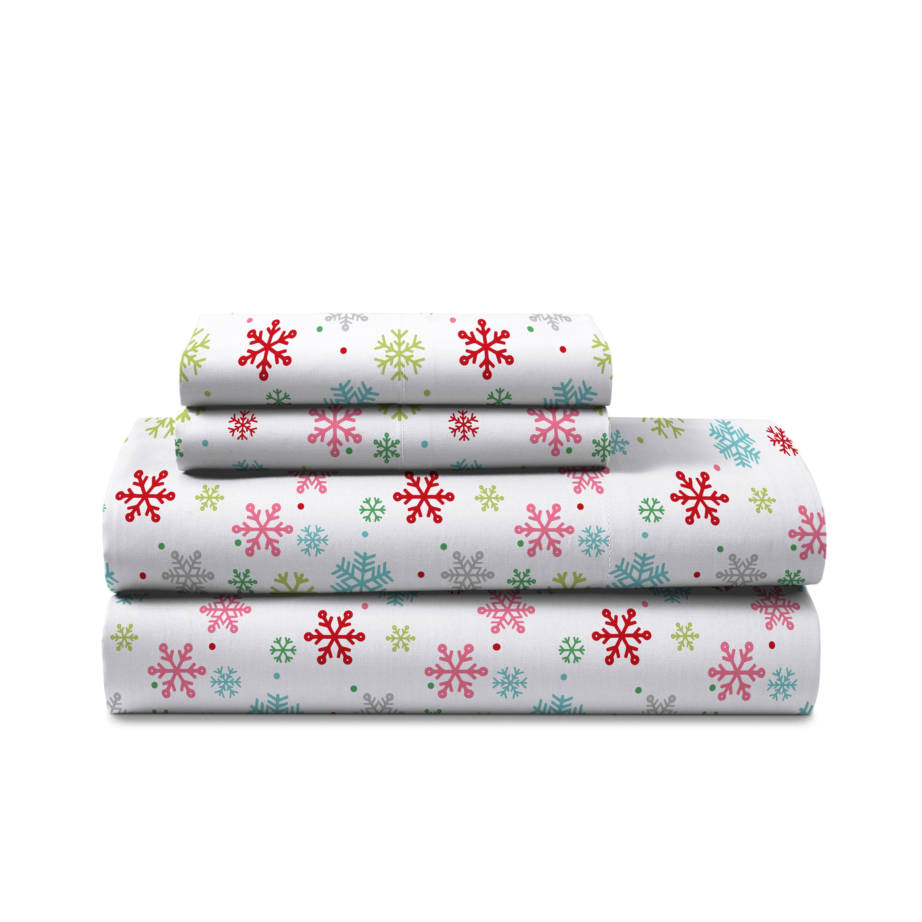 Martex 2-Pack Holiday Twin Snowflake and Fa la la la Sheet Set