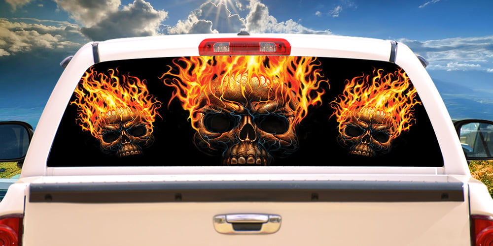 Fire Skull Chopper  "Truck Rear Window Graphic" Your symbol available