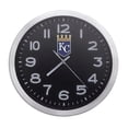 thumbnail image 1 of Wall Clock Home Decor or for a Patio/RV/Game Room 10" Round Silver Edge with a Black Face Featuring Your Choice of a Baseball Team Logo Vinyl Decal - FREE Battery Included (Royals), 1 of 2