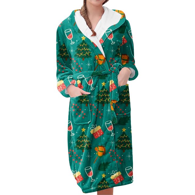 Peignoirs pour Femmes Peignoir Long Chaud Tendance à Manches Longues d'Hiver Pyjama Robe de Nuit