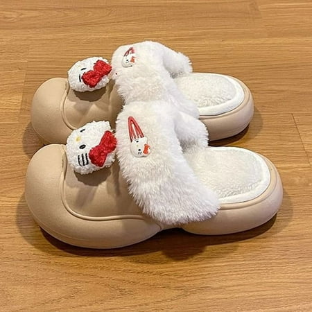

New Sanrio Hello Kittys Kuromi Cinnamoroll Winter Slippers Kawaii Cartoon Anti Slip Waterproof Can Disassemble Slippers Gifts